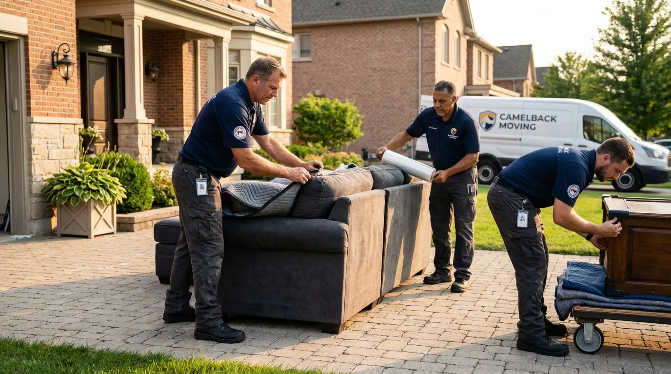 Large estate moving crew wrapping furniture in Ord, NE